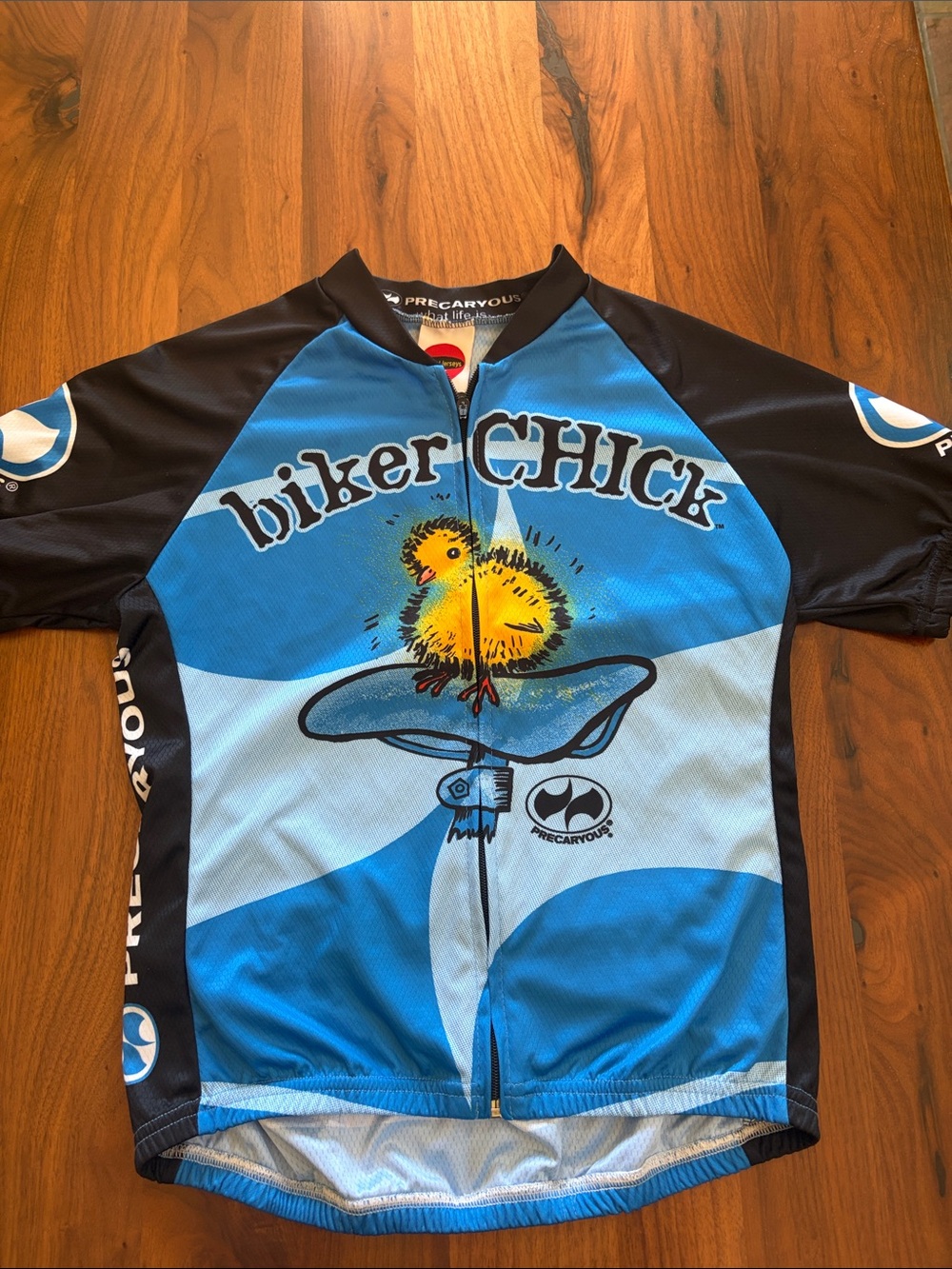 Precautionous Biker Chick Blue Cycling Jersey